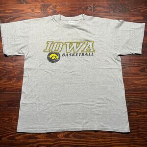 Tultex XL Vintage Iowa Basketball T Shirt Gray Regular